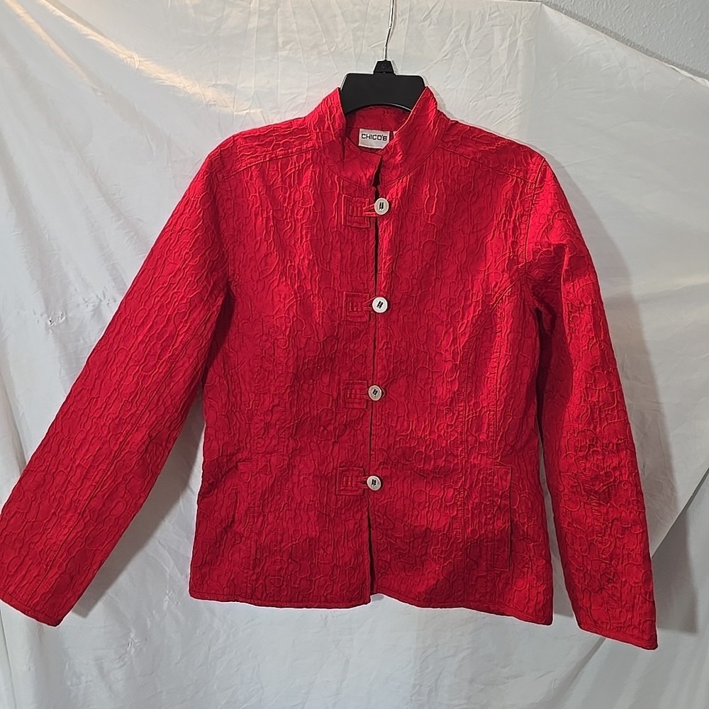Chicos Button Down Top Light Jacket Cardigan Crin… - image 1
